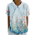 thumbnail image 2 of Jjayotai Peter Pan Collar Blouse for Women, Women's Floral Short Sleeve Kawaii Top, Oversized Graphic Tshirts for Women, Y2K Tops, Boho Clothes Multicolor^ XL, 2 of 5