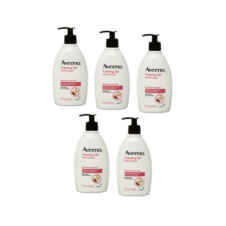 5 Pack - AVEENO Active Naturals Creamy Moisturizing Oil 12 oz Each