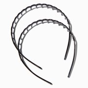 Claire's Classic Black Scalloped Design Headband, Womens Fashion Accessory for Zigzag Lovers and Headband Enthusiasts, Ideal Headbands for Women, 2-Pack