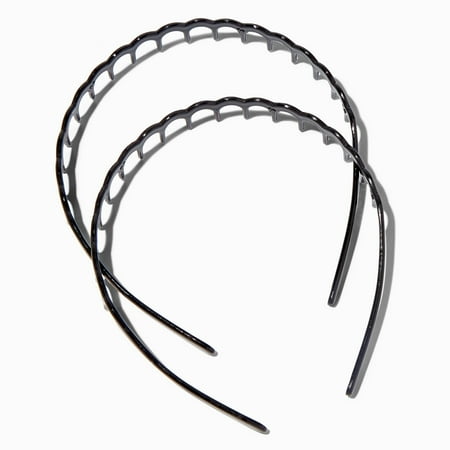 Claire's Classic Black Scalloped Design Headband, Womens Fashion Accessory for Zigzag Lovers and Headband Enthusiasts, Ideal Headbands for Women, 2-Pack