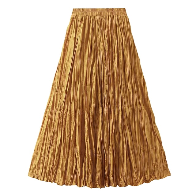 Falda plisada de corte A y cintura alta para mujer, de longitud media, con cintura elástica y bajo con volantes, para fiesta/baile, talla única para cinturas de 64 a 110 cm.