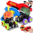 thumbnail image 3 of FiGoal 2 Pack Dinosaur Cars with Toy Gun Ejecting Friction Powered Dino Car Transforming Dinosaur Toys Car Gifts for Boys Girls Toddlers Kids, 3 of 7