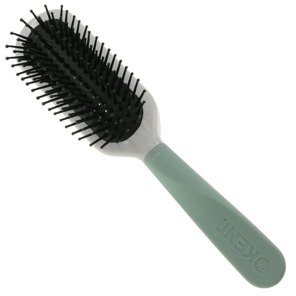 Kent KCR "Create" Vented Cushion Hair Brush for Blowdrying, Root Lift, and Volume in All Hair Types - Vent Brush with Green Ergonomic Handle, Soft Ball Tipped Bristles for Pain Free Use