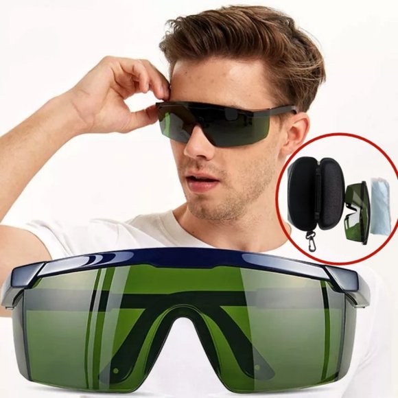 iKeener Lunettes de Sécurité Laser Protection des Yeux pour Épilation IPL/E-light Lunettes de Protection Universelles Lunettes Vertes (Boîtier de Lunettes Gratuites et Chiffon de Nettoyage)