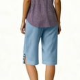 thumbnail image 4 of Hogleaql Bermuda Shorts for Women Knee Length Bermuda Elastic Waist Knee Length Cotton Linen Shorts Capris Dressy Loose Fit Summer Pants Drawstring Pedal Pushers with Pockets Light Blue XL, 4 of 6