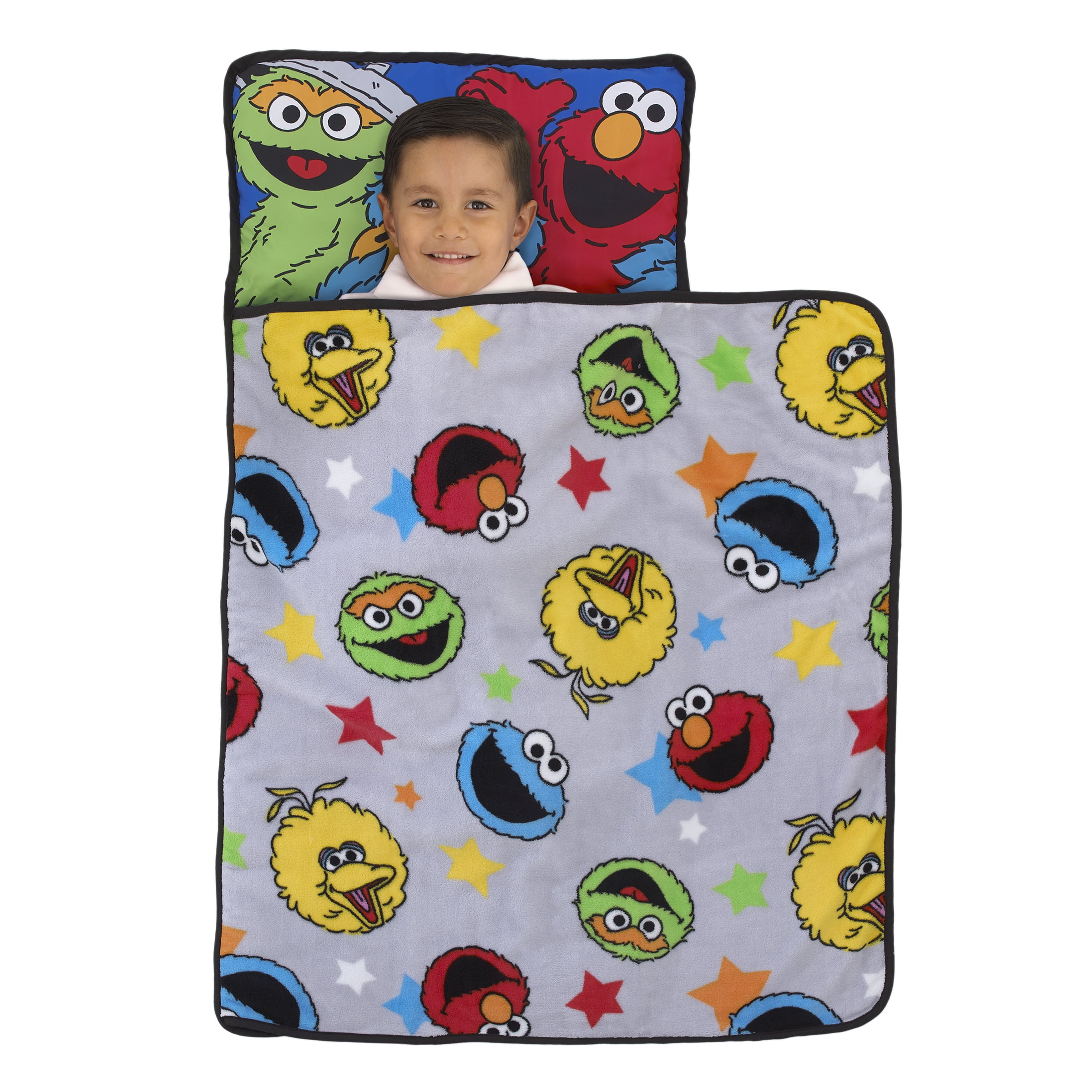 Sesame Street Blue, White, Yellow, Multi-Color Toddler Nap Mat, Polyester
