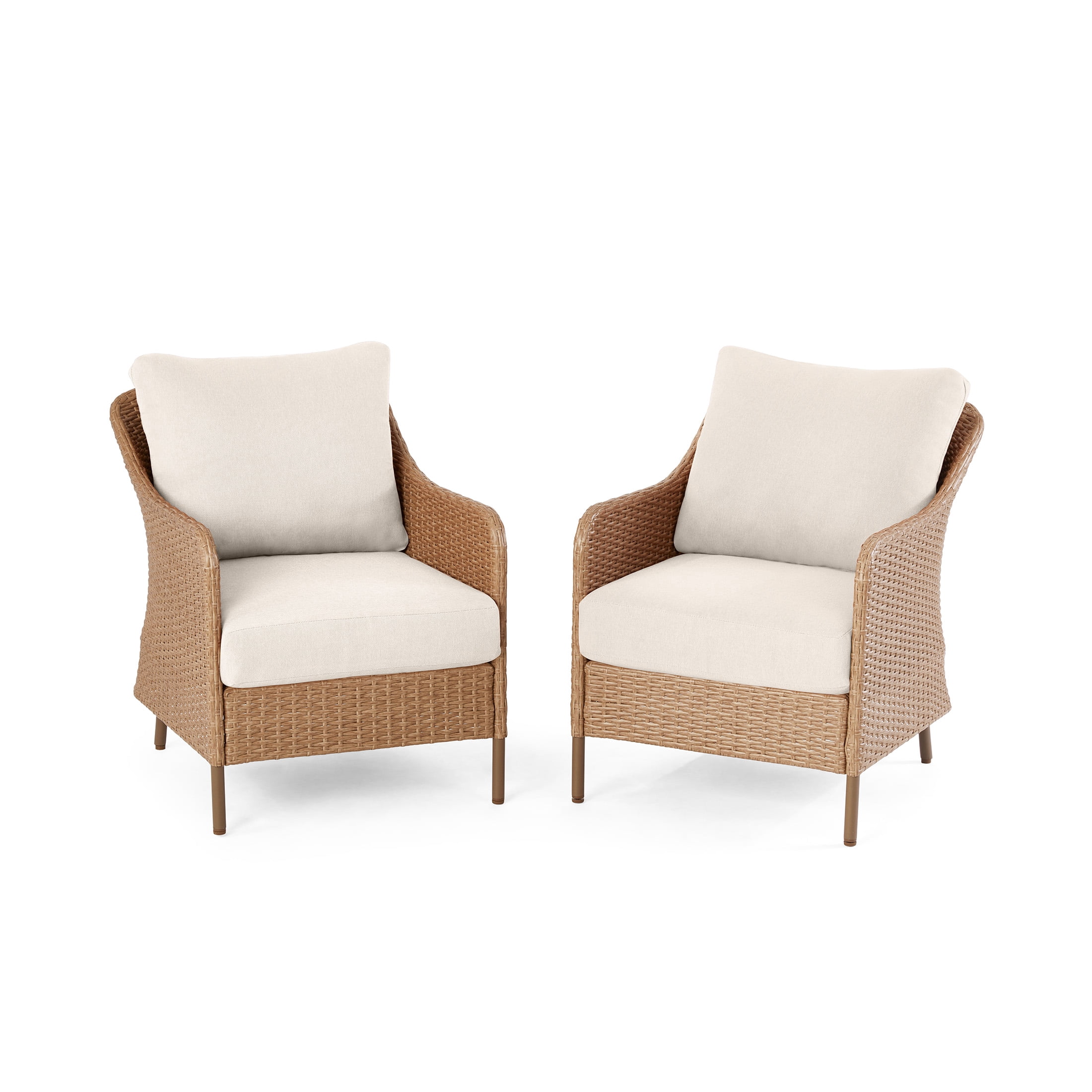 Mainstays Chelsea Outdoor Patio Steel 4-Pieces Deeping Seating Set with Beige Cushions
