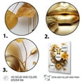 thumbnail image 3 of Designart "Woman Portrait in White and Gold with Leaves III" Fashion Canvas Wall Art - Glam Gold Fashion Woman Hallway Wall Art Decor, 3 of 6