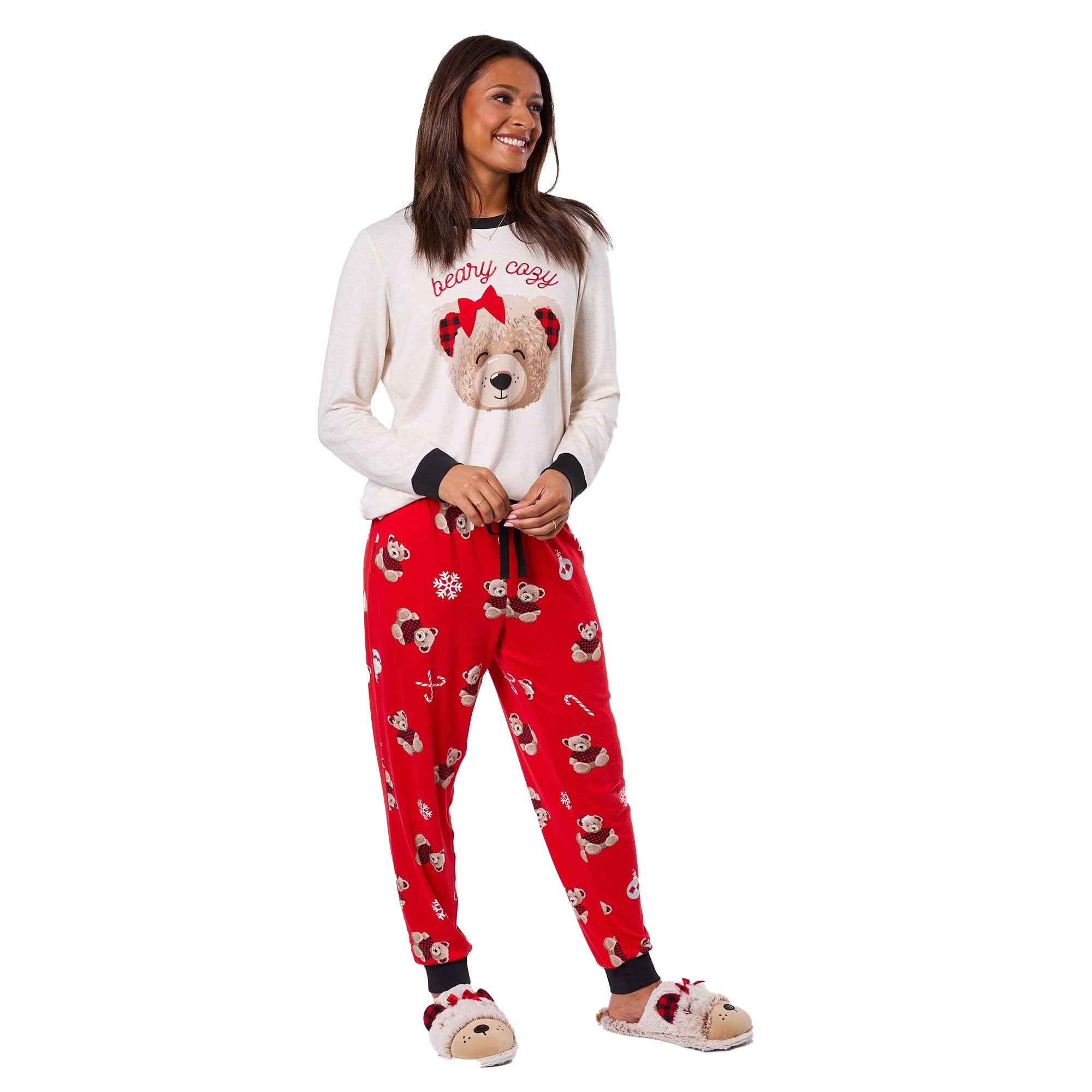 Dearfoams Women's Matching Family Pajamas Top and Jogger Pants Set, 2-Piece, Sizes S-3XL