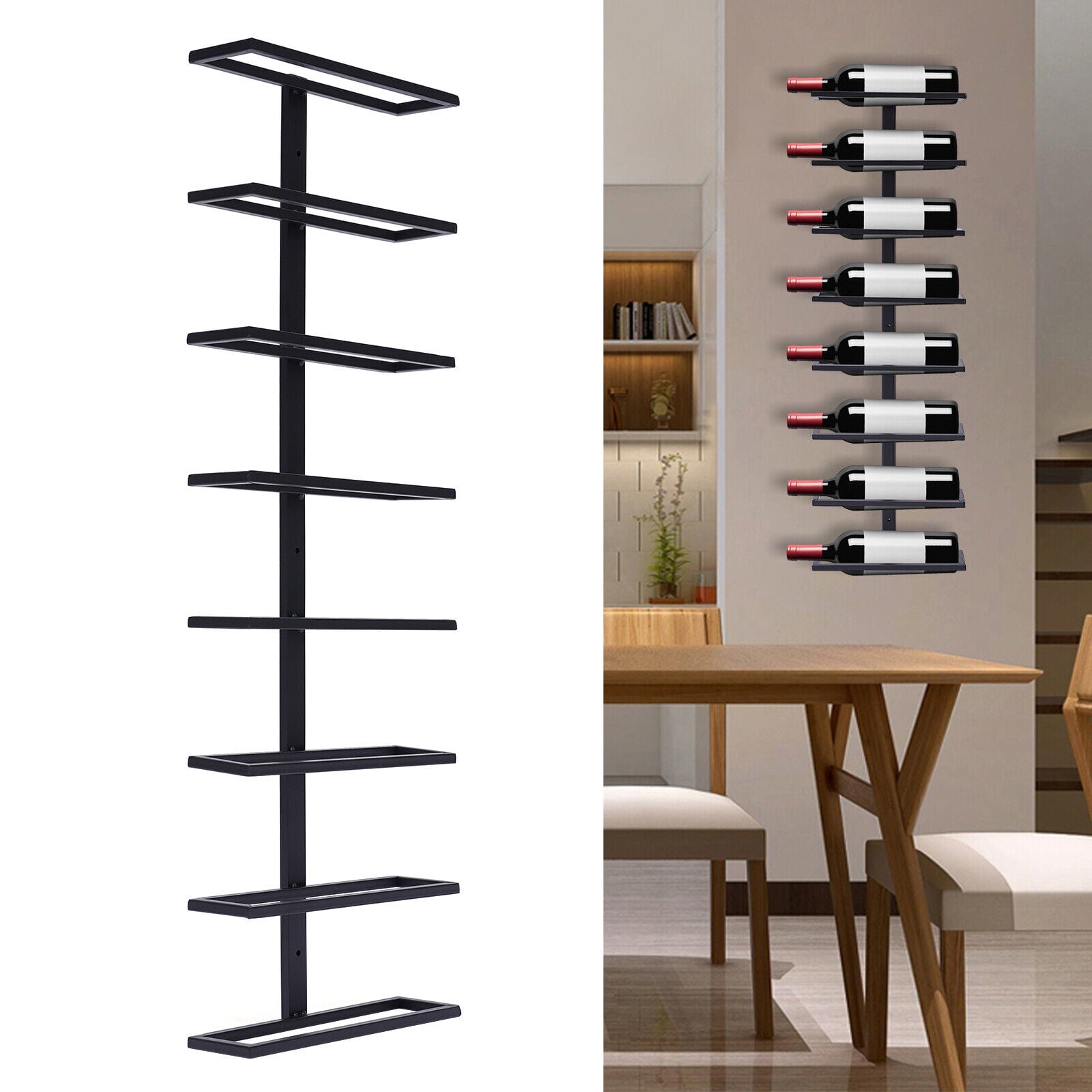 8 Bottle Wine Rack Wine Holder for Kitchen Dining Room Wall Mounted