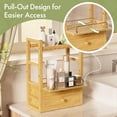 thumbnail image 4 of BathWay Bamboo Bathroom Countertop Organizer, 2-Tier Makeup Organizer with 2 Drawers, Vanity Organizer Storage Coffee Matcha Station, Compact Shelf for Bathroom Kitchen Office, Black, 4 of 8