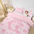 thumbnail image 3 of Manfei Chic Bow Tie Queen Duvet Cover Set For Girls,Princess Pink Letter G Initial Bedding,Pink Reversible,3pcs(No Comforter), 3 of 6