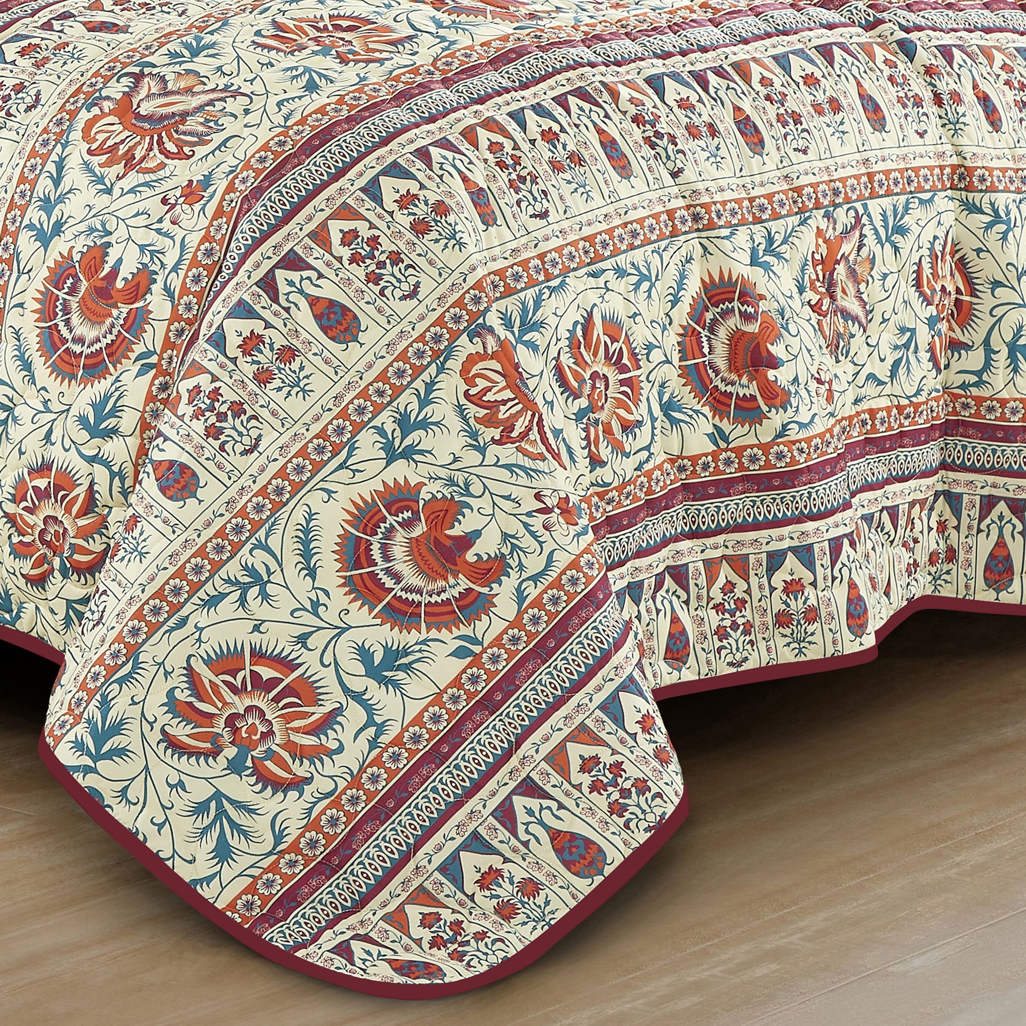 Evjk 3-Piece Decorative Lightweight Bedspread Set – Durable, Microfiber with Decorative Print, Queen