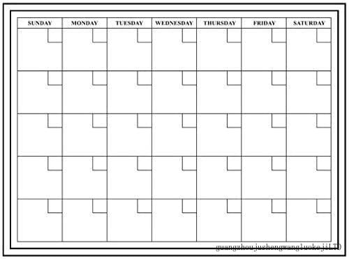 Monthly Dry Erase Calendar. 24X18 Large (Black) Wall Calendar - Monthly ...