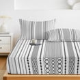 thumbnail image 6 of Cal.King Size Fitted Sheet Set - Black White Striped 3 Piece Bedding Sets 16" Deep Pocket Fitted Sheet with 2 Pillowcases, Modern Farmhouse Geometric Brushed Microfiber Hotel Luxury Bed Sheets, 6 of 9