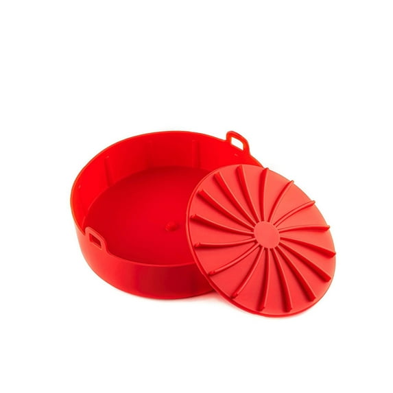 Ziuscore Air Fryer Silicone Pot Heat-resistant Cooking Baking Basket Reusable Thickened Washable Fried Chicken Tool Household 16cm Red