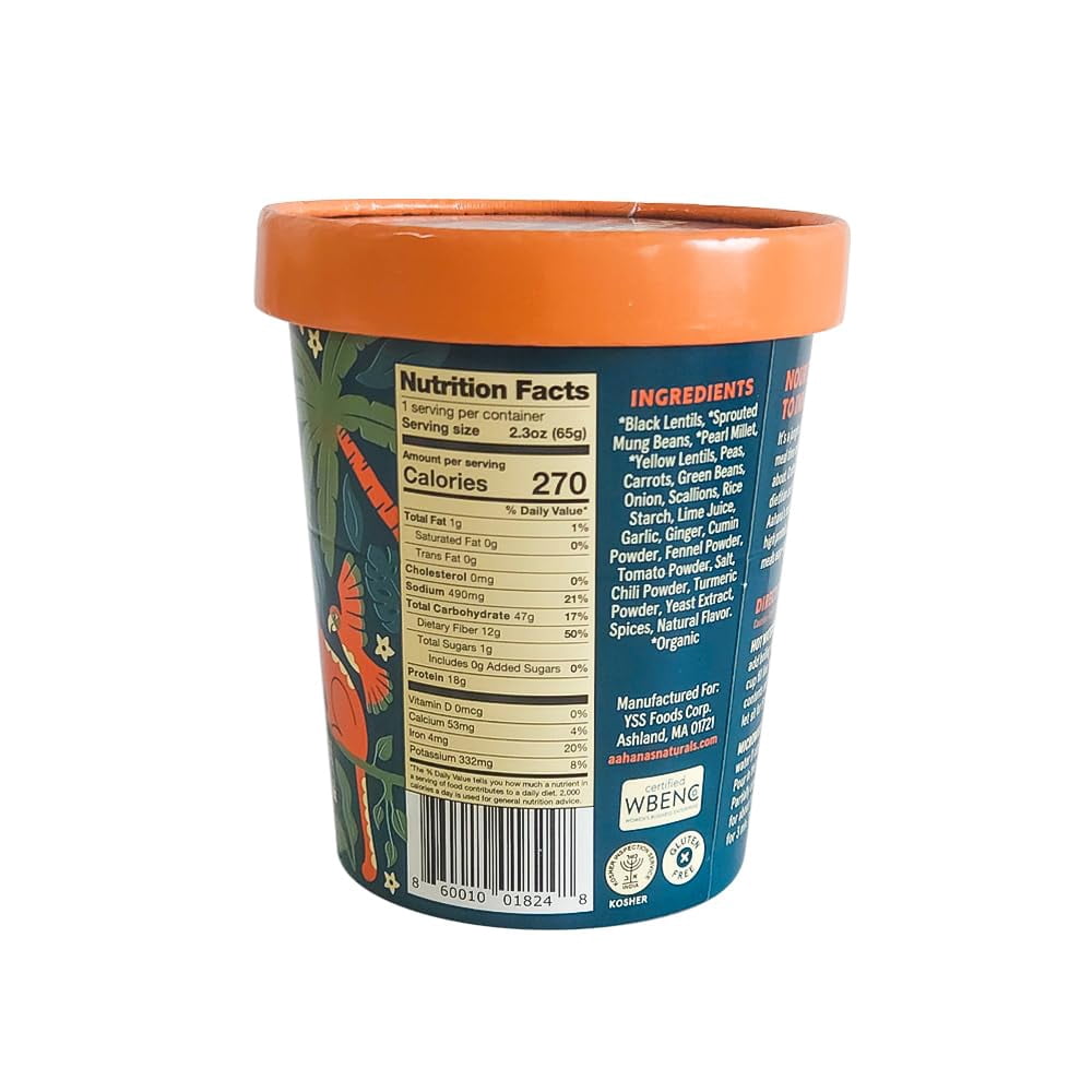 Aahana’s Toasted Curry Sprouted Power Bowl - Gluten-Free, Plant-Based Instant Meal with Sprouted Lentils - 18g Protein, 12g Fiber, Vegan, Non-GMO, Kosher - Just Add Hot Water (6 Pack)