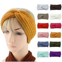 Wovilon Womens Winter Headbands Fuzzy Fleece Lined Ear Warmer Cable Knit Thick Warm Crochet Headband Gifts Soft Stretch Ear Warmer Headband Women Winter Cable Knit Headbands Hairbands