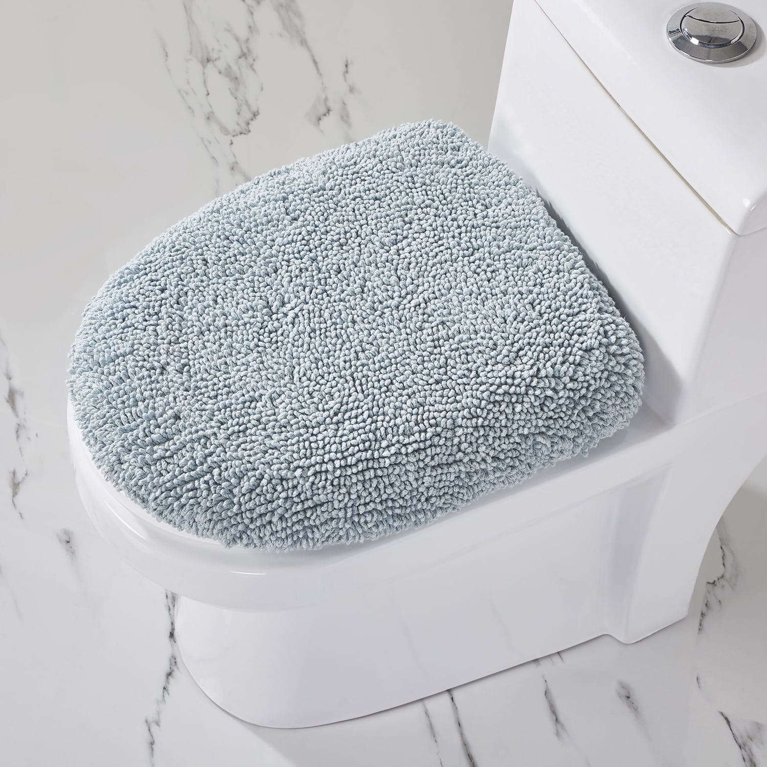 Better Trends 5 Piece Bathroom Rug Set 100% Cotton Extra Soft Tufted Bath Rug Water Absorbent Non-Slip Bath Mat Machine Washable (Blue) Hugo Collection
