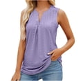 thumbnail image 4 of QENGING Summer Tops for Women 2023 Solid Color Hole V-neck Slim Vest Female Tee, 4 of 5
