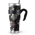 thumbnail image 2 of 40oz Tumbler with Handle Large Insulated Tumblers with Straw and Lid Flower Printed Stainless Steel Travel Coffee Mug Cup for Hot and Cold Drinks, 2 of 2