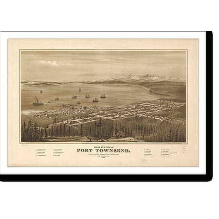 Historic Print, WA Port Townsend 1878 MAP, 16" x 20"
