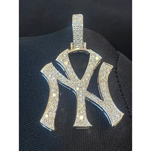 3.00Ct Round Cut Real Moissanite Men's NY Custom Pendant 14K White Gold Plated