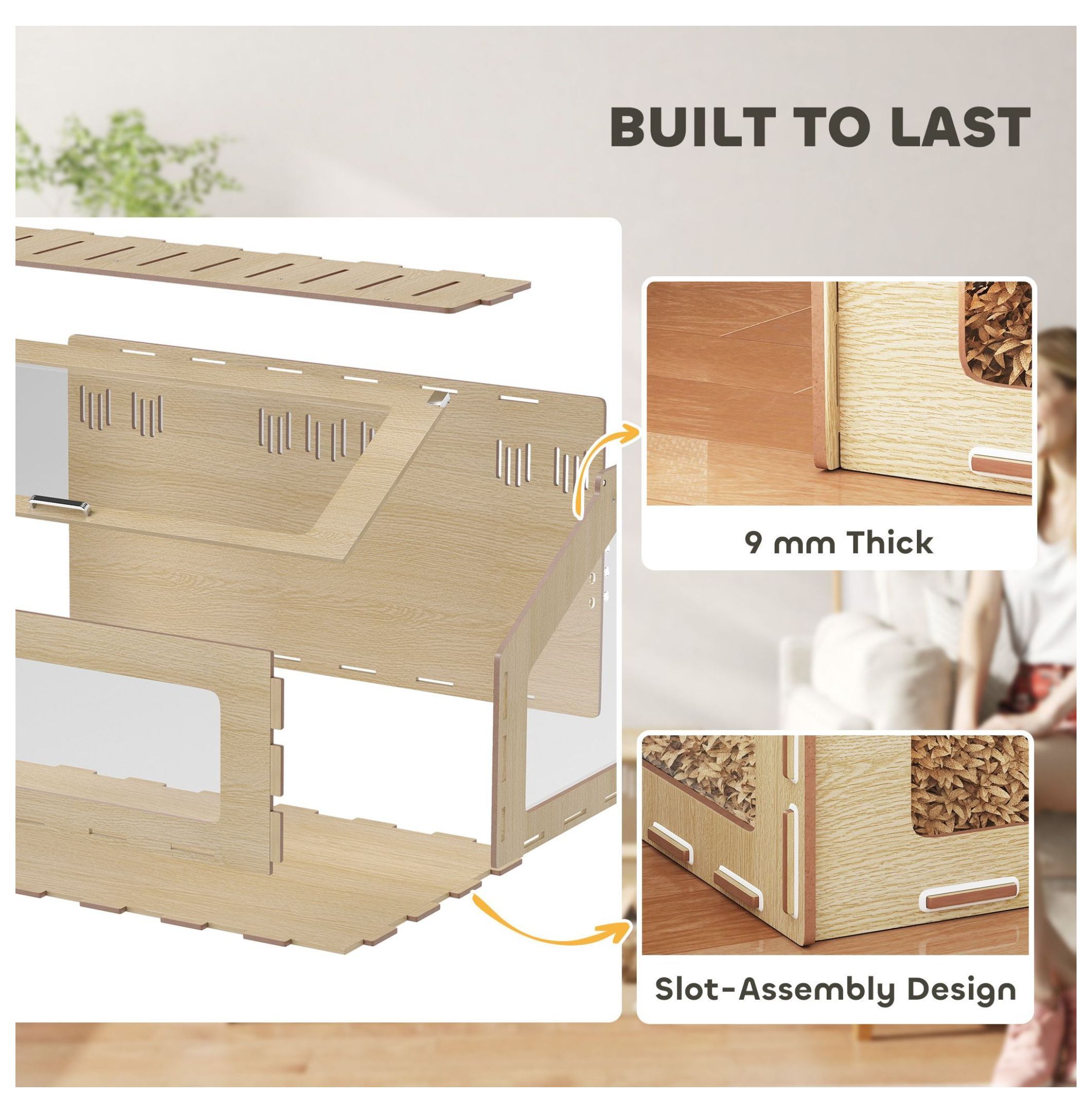 39 inch Hamster Cage with Acrylic Window & Openable Top for Dwarf Hamster, Gerbil, Guinea Pig, Rat, Oak