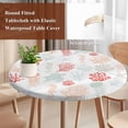 thumbnail image 3 of Red Orange Coastal Round Tablecloth 36-44 Inch Round Fitted Table Cloth with Elastic Edge, Nautical Summer Beach Coral Sea Turtle Waterproof Table Cover Protector for Outdoor Picnic Party Dining, 3 of 6