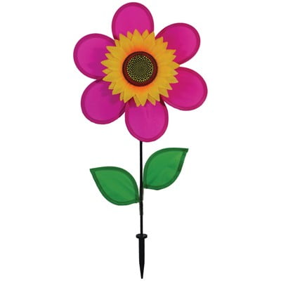 - In the Breeze 12 Inch Pink Sunflower Wind Spinner with Leaves - Colorful Flower for your Yard and Garden