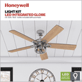 thumbnail image 6 of Honeywell Bontera 52" Craftsman Brushed Nickel LED Remote Control Ceiling Fan, 6 of 14