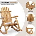 thumbnail image 3 of Ktaxon 26in Outdoor Wooden Rocking Chair, Adirondack Rocker Patio Chair with Rustic High Back for Indoor Backyard Garden Porch, Light Carbonized, 3 of 12
