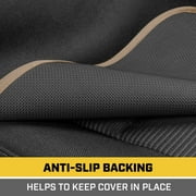 Caterpillar Waterproof Automotive Seat Cover for Cars Trucks and SUVs, 1 Piece Durable Neoprene Seat Protector for Front Seats, Black Car Seat Cover with Beige Trim