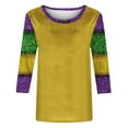 thumbnail image 2 of Maplenight Mardi Gras Shirts for Women 3/4 Length Sleeve Tops Funny Graphic Cute Crew Neck Holiday T-Shirts, 2 of 3