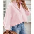 thumbnail image 6 of Zeagoo Womens Work Shirts Cropped Button Down Long Sleeve Tops V Neck Collared Business Casual Blouses, 6 of 6