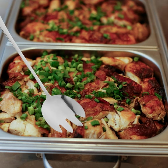 Raindrops 1 Set Large Stainless Steel Serving Spoons and Forks Slotted Salad Utensils for Serving Long Handle Buffet Spoons Accessory