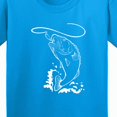 thumbnail image 4 of Inktastic Leaping Bass Fish White Outline Youth T-Shirt, 4 of 5