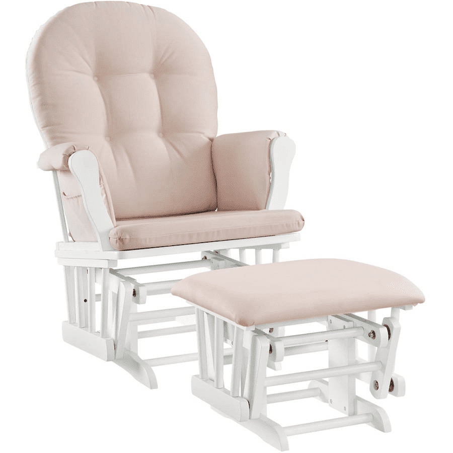 Angel Line Windsor Glider and Ottoman Black Finish and Beige