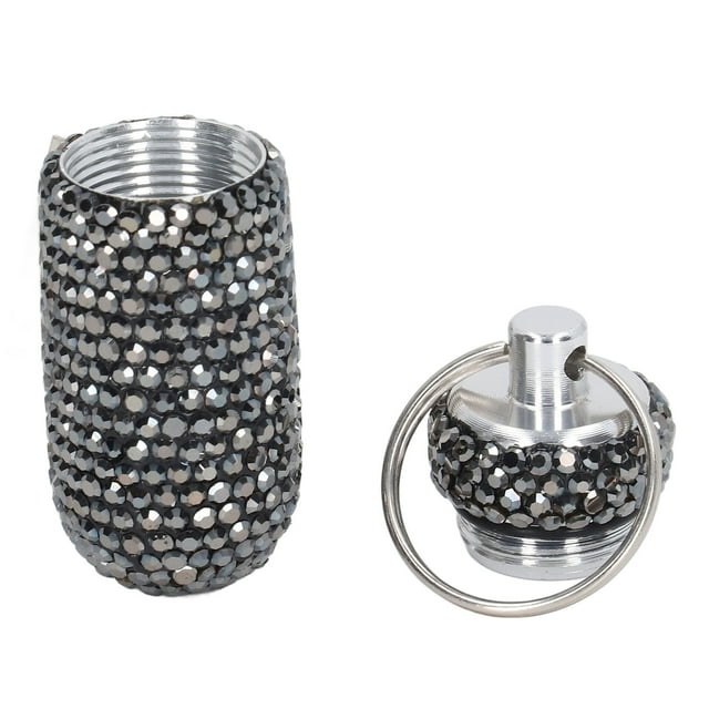 Travel Capsules Container,Aluminum Alloy Capsules Storage Rhinestone Medicine Case Capsules Casewith Keychain Built for Precision