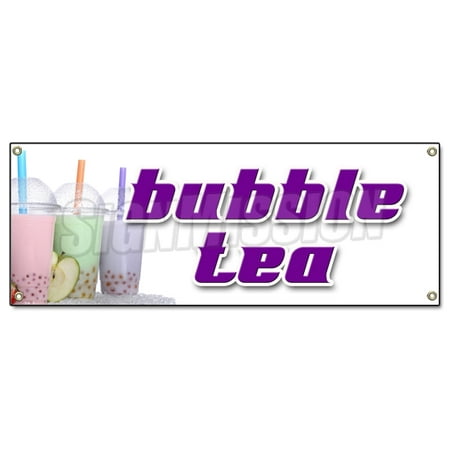 Bubble Tea Banner Heavy Duty 13 Oz Vinyl With Grommets Single