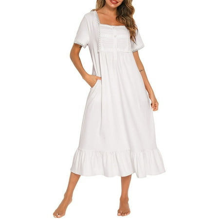 

Sexy Lingerie Nightdress Sleeveless Dress Deep V-Neck Design For Female Women Night Sleep Wear L White