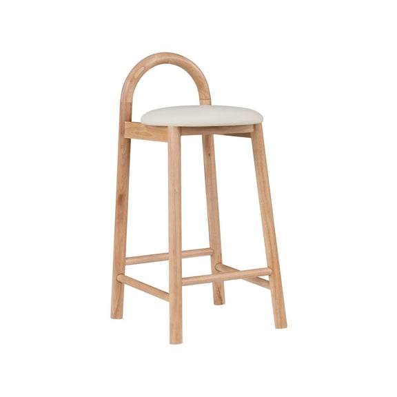 Meridian Furniture Calvin 27" Vegan Leather Stool in Cream & Natural