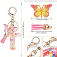 thumbnail image 3 of GOVSONE 26Letter Keychain Initial Letter Keyring Alphabet Resin Flower Key Chain with Butterfly Tassel Pendant Handbag Purse Charm Pink Petal Keyring, 3 of 8