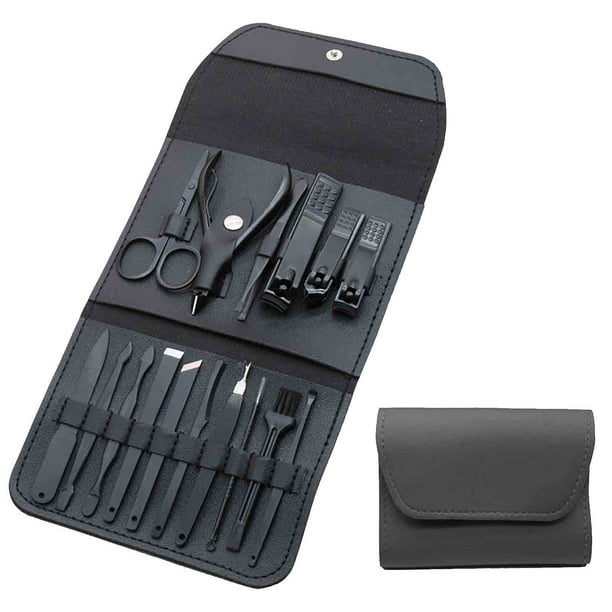 Herramientas y mejoras para el hogar Juego de 16 cortaúñas, herramienta de belleza y maquillaje, bolsa plegable, kit de cortaúñas de acero inoxidable, cortaúñas