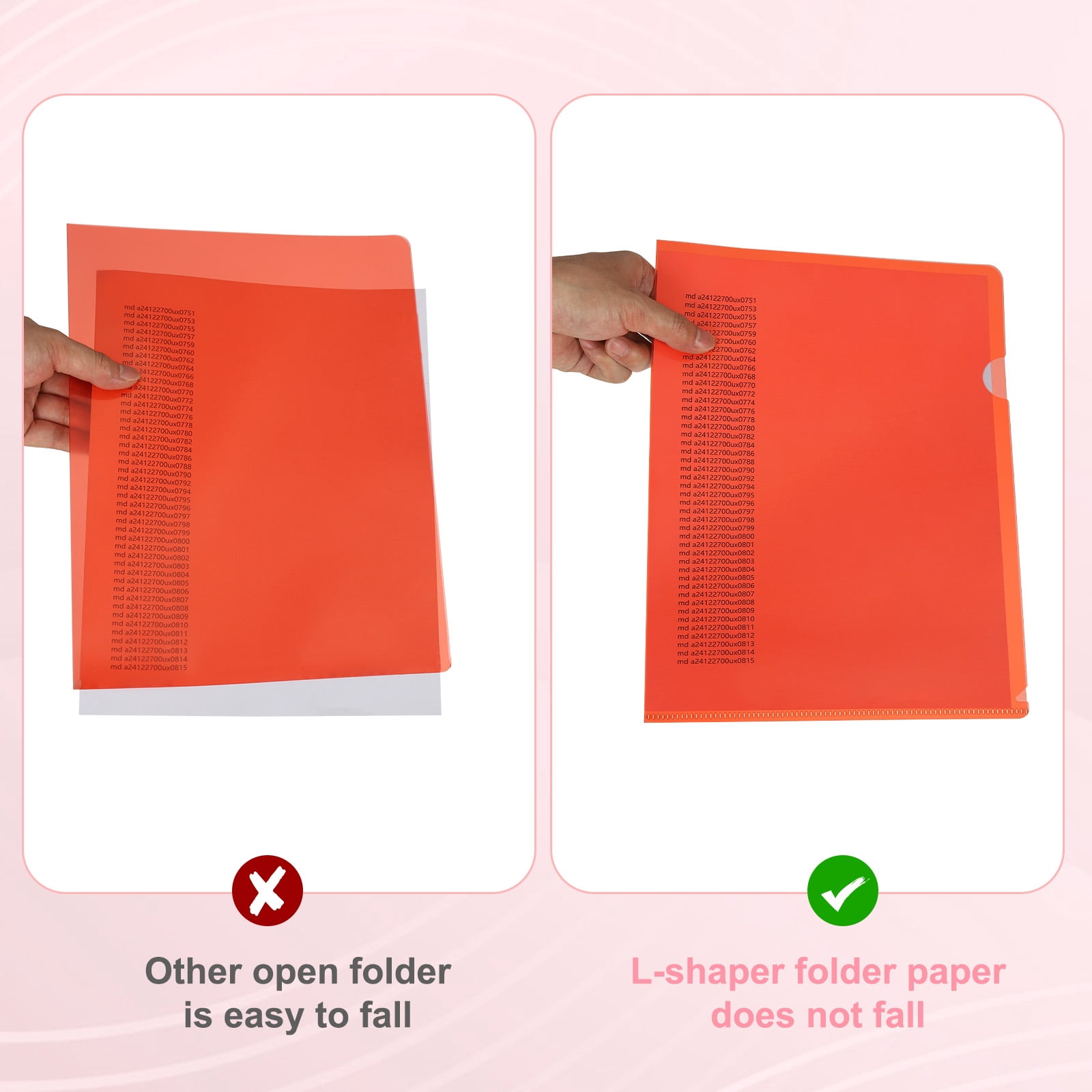 A4 Plastic Folders, 40 Pack Clear Folders L Type Project Pockets Paper Document Jacket Sleeves L Shaped Transparent for Documents Plastic Office File, 8.7x12.2in, Purple