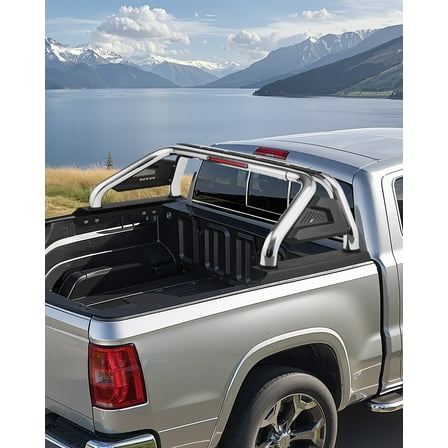 VEVOR Truck Bed Roll Bar, Universal Adjustable Sport Bar Chase Rack Compatible with Full-Size & Mid-Size Pickup, With LED Brake Light, Stainless Steel   Carbon Steel No Rack Included