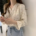 thumbnail image 4 of Spring And Autumn Fashion V-neck Love Print Shirt Sweet Fashion Long Sleeve Loose Petal Sleeve Blouse, 4 of 6
