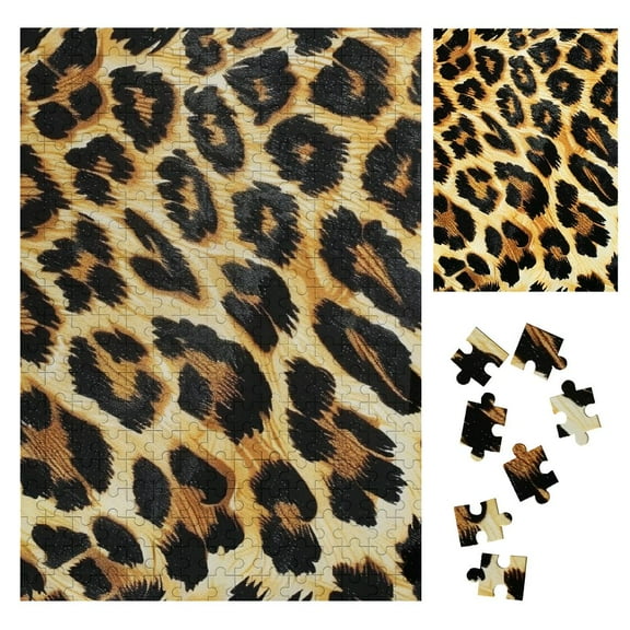 BCIIG Leopard Print Wooden Jigsaw Puzzle Vertical Impossible Wooden Puzzles Gift for Family Friends 300PCS