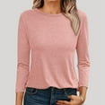 thumbnail image 2 of Rggeeun Womens T-Shirts Solid Color Summer Knit Long Sleeve Crew Neck Relaxed Fit Soft Breathable for Outdoor Picnics Delicate Tee,Red,Xxl, 2 of 5
