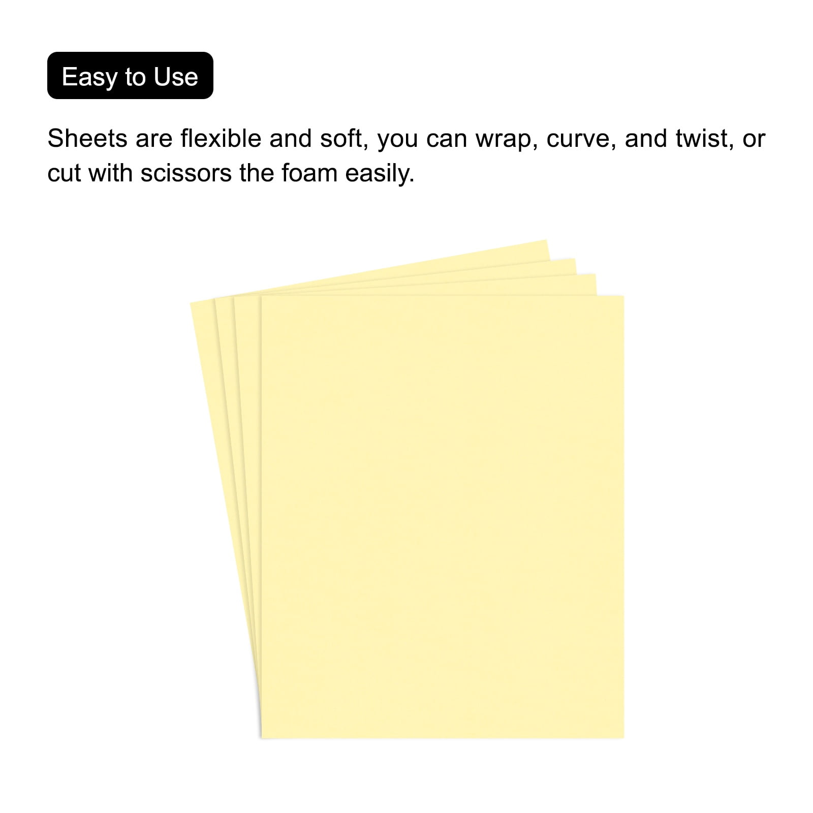 Uxcell EVA Foam Sheets Light Yellow 19.7 Inch x 19.7 Inch 2mm Thick Crafts Foam Sheets for Costumes, Arts and Crafts Projects Pack of 5